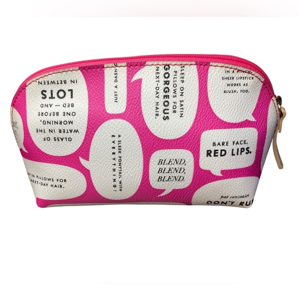 NWT Kate Spade Pink & White Speech Bubble Cosmetic Pouch - Picture 2 of 6